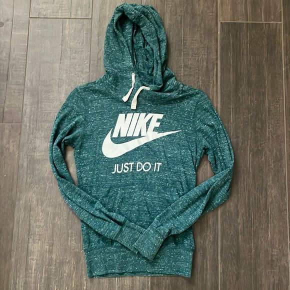Excellent Condition Nike Just Do It Green Retro Hoodie Sweater XS - Picture 1 of 3